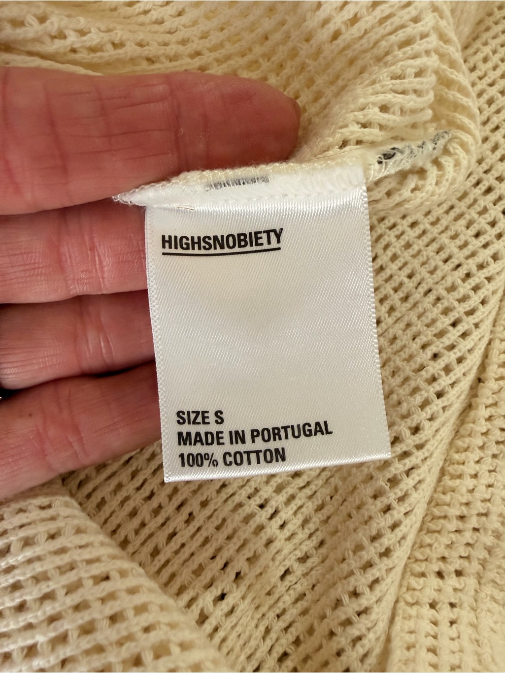 Highsnobiety Men’s Open Mesh Short Sleeve Shirt Off-White/Cream Size Small — image 6 of 8